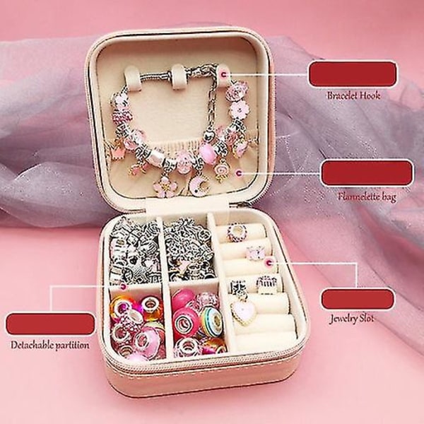 Berlockarmbandstillverkningssats gör-det-själv hantverk smycken set för barn flickor tonåringar pink