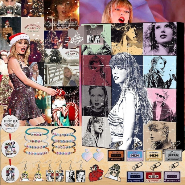 Taylors Jul Advent Nedräkningsdekoration 24 st Present Jul Akryldekoration Nyckelring Armband Örhängen Överraskning jul till favorit jul B