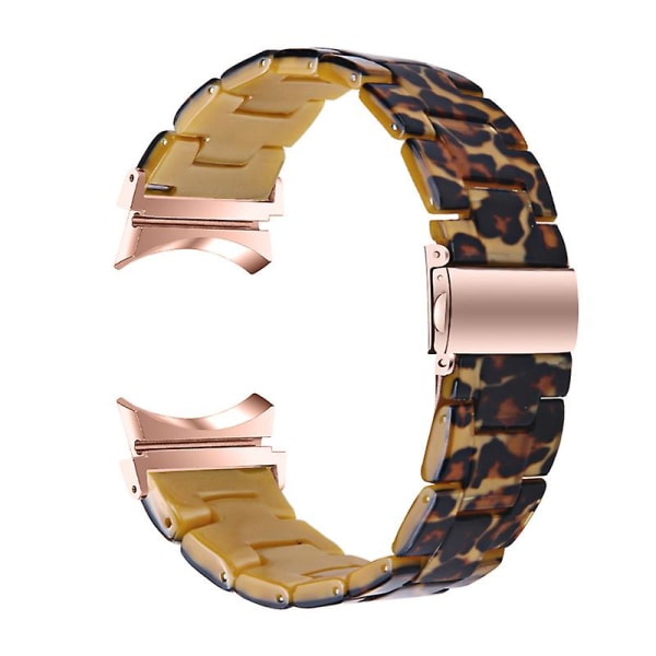 För Samsung Galaxy Watch 5 40mm / 44mm / Watch 5 Pro 45mm Resin Watch Band Rostfritt stål Spänne Armband Armband Leopard Print