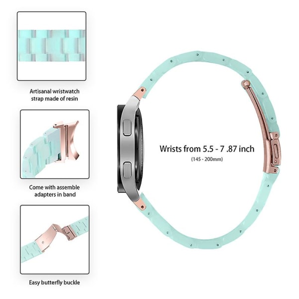 För Samsung Galaxy Watch 5 40mm / 44mm / Watch 5 Pro 45mm Resin Watch Band Rostfritt stål Spänne Armband Armband Green