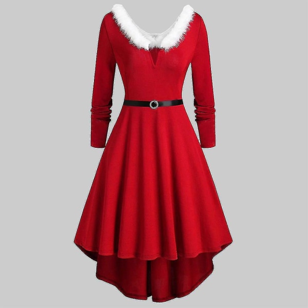 Dams Mrs Santa Claus Christmas Fancy Dress Vuxen Damer Xmas Party Kostym Red L