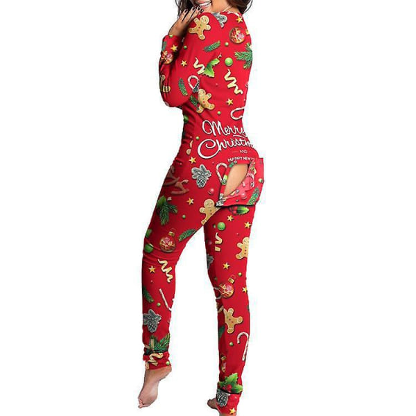 2023 jul Sexiga kvinnor Deluxe Pyjamas Button-down Butt Open Ass Flap JumpsuitMycket fin present D XL