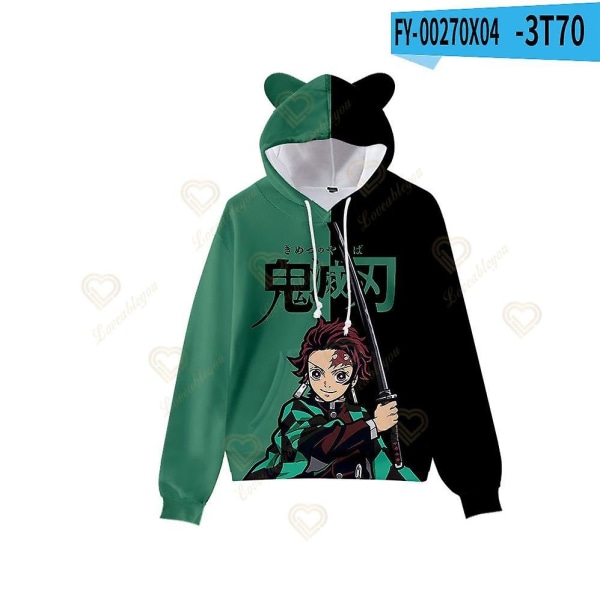 Demon Slayer Kamado Nezuko Cosplay Hoodie 3d Print Hooded Ear Pullover Sweatshirt Streetwear Jacka Coat H S