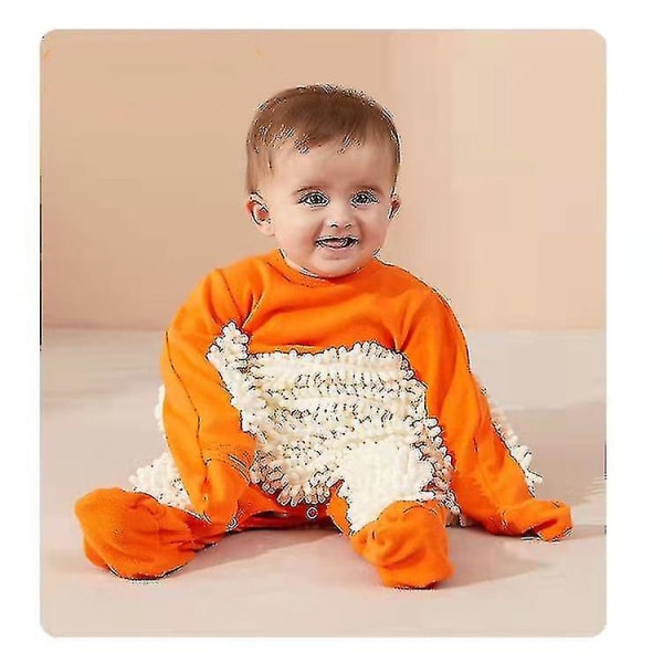 Julbebis Baby Flickor Rengöringsmopp Romper Baby Långärmade Krypkläder Jumpsuit Bomull Spädbarnsmoppkostym Aespa Orange White 73cm