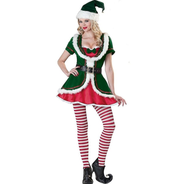 Lady Velvet Jul Cosplay Klänning Sexig Xmas Tree Kläder Jultomten Dräkt Grön tomte Carnival Party Outfit Woman1 XXXL