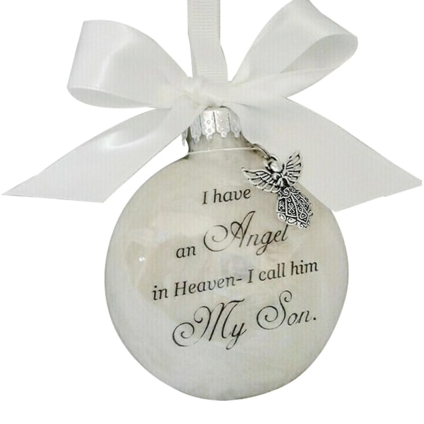 Christmas Ornament Feather Ball Angel In Heaven Memorial Ornamentgift My Son