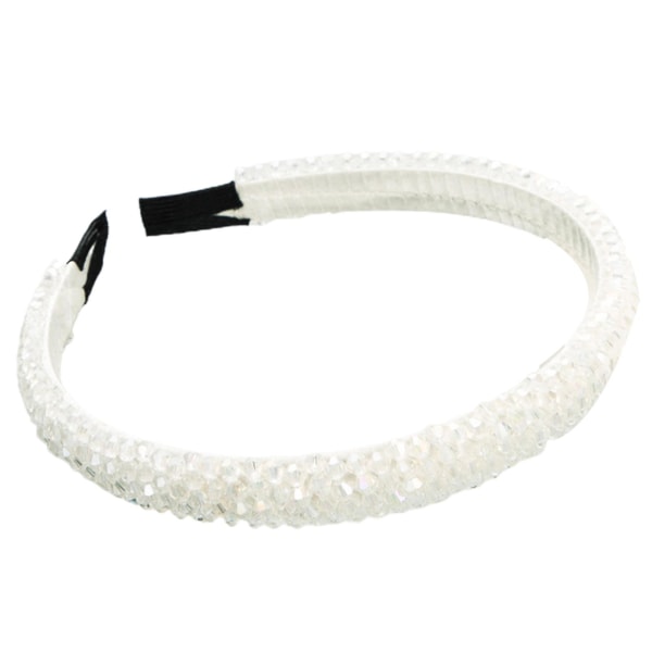 Crystal Rhinestone Pannband glänsande halkfri pärlband hårband Hårdekoration White