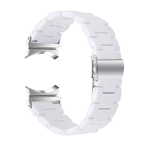 För Samsung Galaxy Watch 5 40mm / 44mm / Watch 5 Pro 45mm Resin Watch Band Rostfritt stål Spänne Armband Armband White