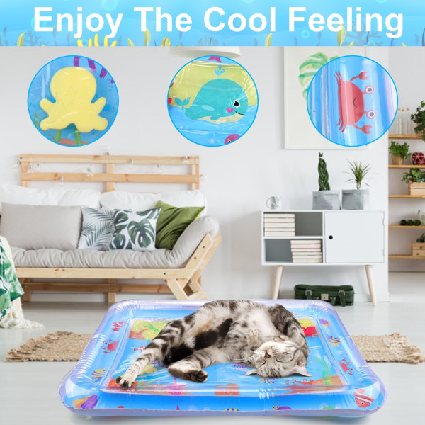 Vattensensorisk lekmatta för katter, kattleksaker för uttråkade inomhuskatter, innovativ vattensensormatta för katter för oändlig självlek