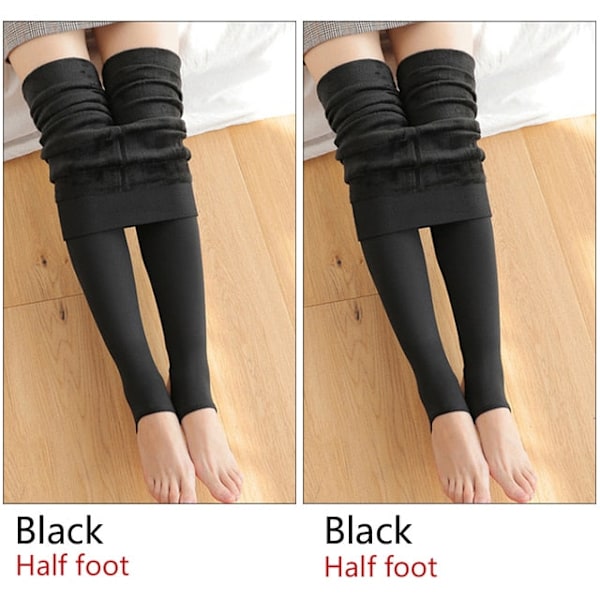 ATHVOTAR Varma Vintertights Dam Elastiska Smala Fleece Tights Sammet Tjocka Tights Hög Midja Sexiga Kroppsstrumpor Kvinnor SkinBlack Half 2set SkinBlack Half 2set M