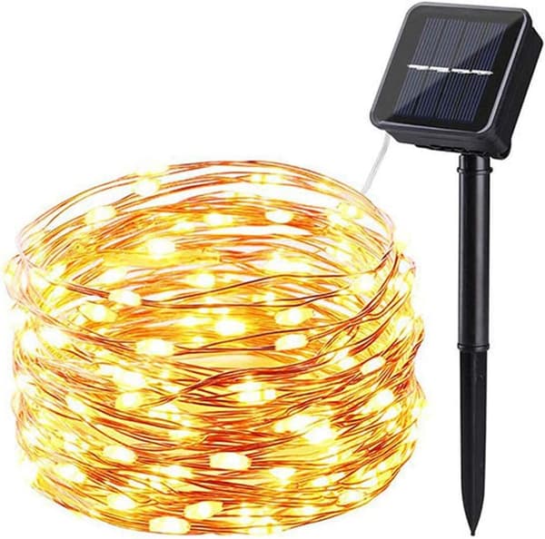 20M200 LED Solar String Lights Outdoor Waterproof Copper Wire String 8 Flashing Patterns LED Christmas Tree String Warm White_yux