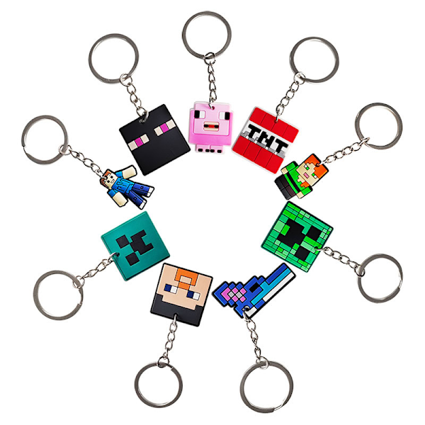 10-pack Minecraft nyckelring hänge skolväska hänge
