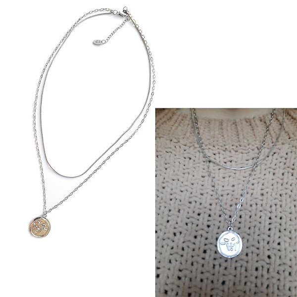 Fashion Simple Vintage Silverfärgad Dubbelskiktad Stray Kids Hänge Halsband CMK