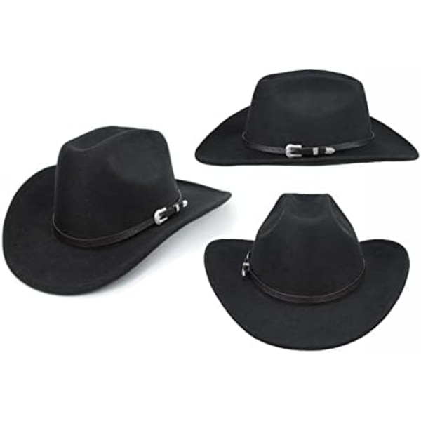 Western Cowboyhatt for Menn og Kvinner Klassisk Rullbar Fedorahatt med Spennebelte