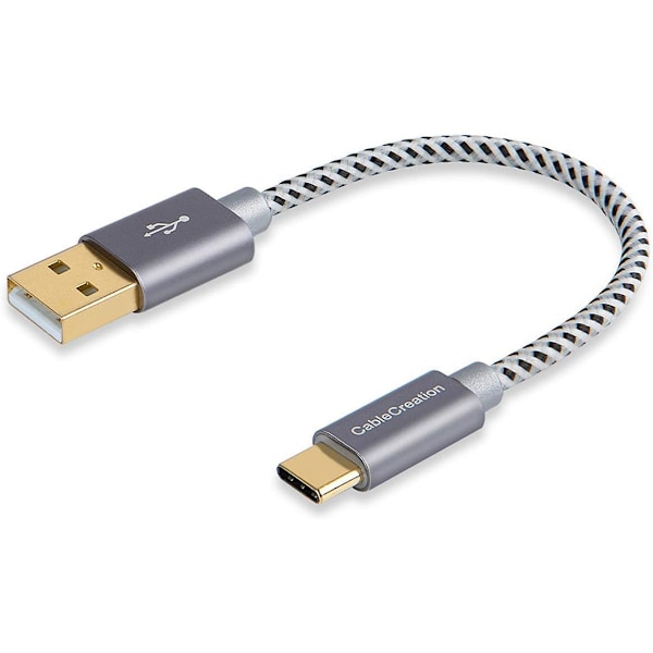 6 tommers USB-C-kabel, kort, CableCreation kort USB til USB-C-kabel 3A hurtigladekabel