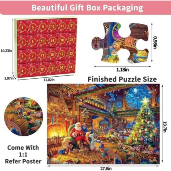 24 päivän palapeli-adventtikalenteri, blindbox, punainen