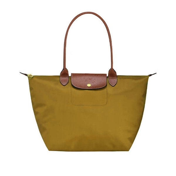 Ny Longchamp Le Pliage Tote Skuldertaske Nylon Stor & Lille Gul Yellow L