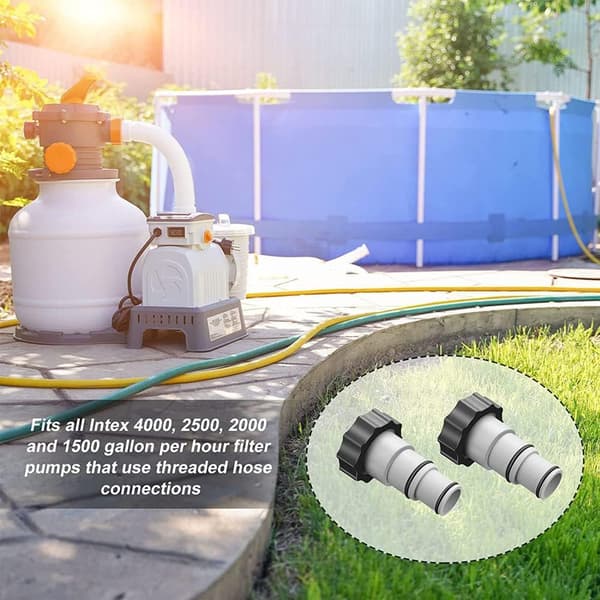 Adapter for pool, A-series replacement hose adapter with thread, 32 and 38 mm hose diameter, pump adapter for pool kit (2 pieces)