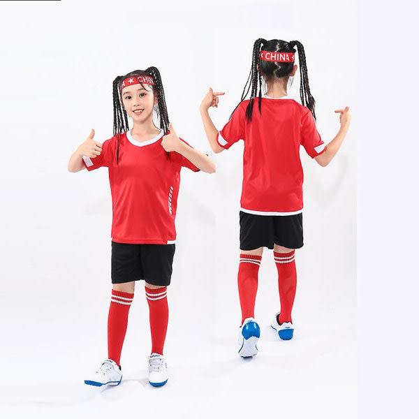 Fodboldtrøje til børn Fodboldtrøje Fodbold Træningstøj Sportsbeklædning Rød 28(150-155cm)