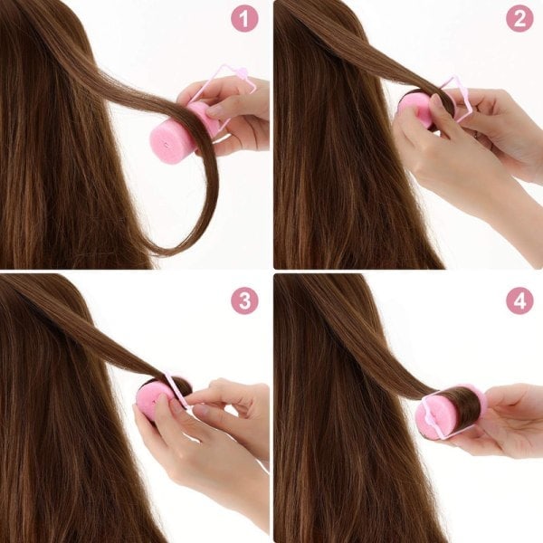 18x Hårspolar i Skum 4cm - Styling Curlers med Mjuk Svamp