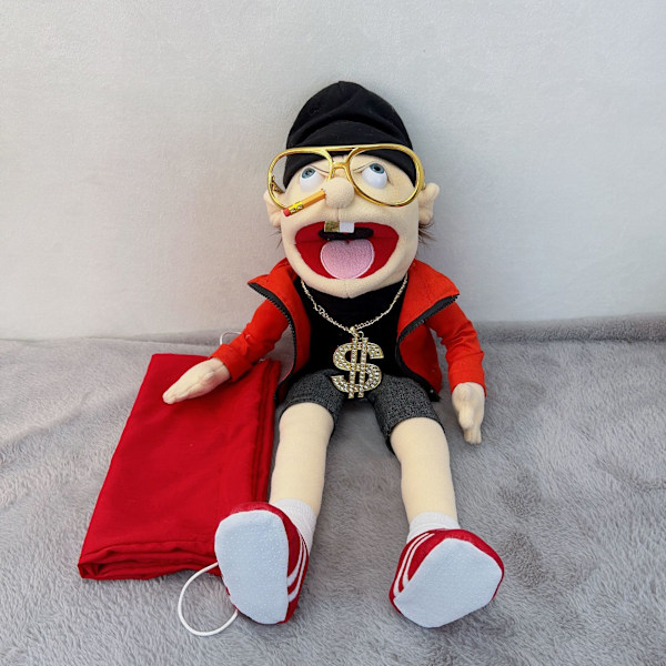 Handdockor i lager, roliga plyschleksaker för pojkar, tygdockor, jeffy fingerdocka Phoebe puppet