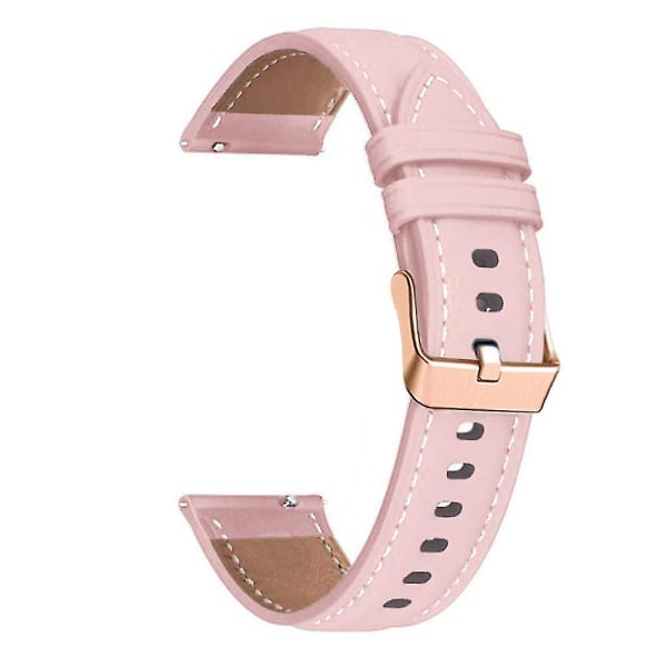 Klockarmband för Garmin Venu/sq/sq 2/2 Plus, 20 mm äkta läderband med roséguldfärgat spänne Pink