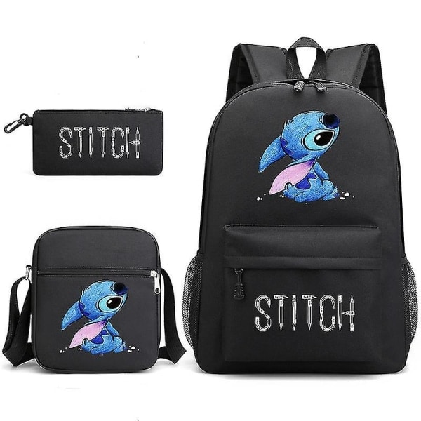 Lilo & Stitch Ryggsekksett skoleveske. . - Perfekt Svart