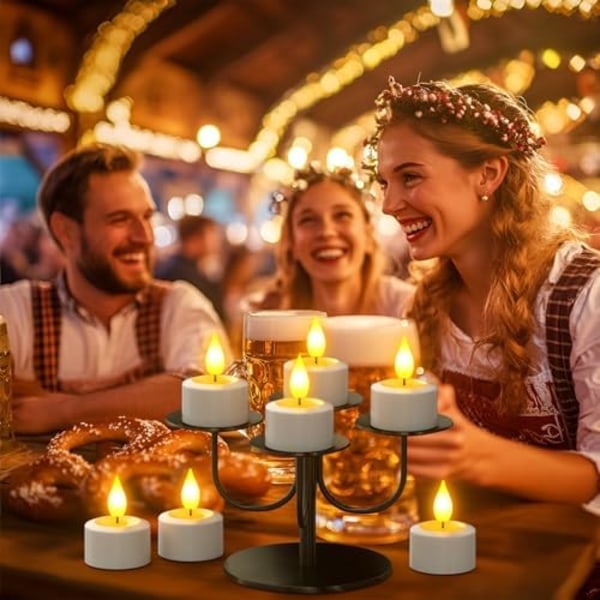 PChero Genopladelige LED Varmelys 12-pak - Fjernbetjening & Timer til Fest/Dekoration 12 stk. med opladningsbase