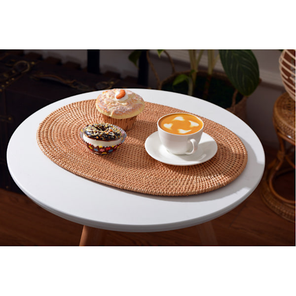 Rattanunderlägg Naturligt Handgjort Rattan Värmebeständigt Underlägg Isoleringsplatta Rattan Grytunderlägg (15,7x11,8 TUM)