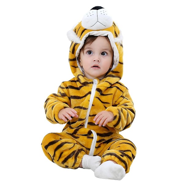 Vauvan poika Tyttö Lapsi Piirretty Eläin Huppu Romper Fleece Hyppyhaalari Body Talvi Lämmin Yksikokoinen Keltainen Yellow 12-18 Months