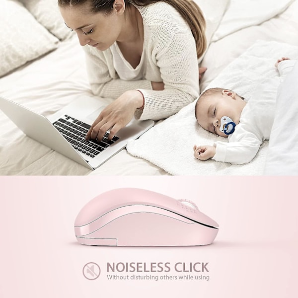 Trådlös mus, 2,6 g ljudlös mus med USB-mottagare - Bärbar datormus för PC, surfplatta