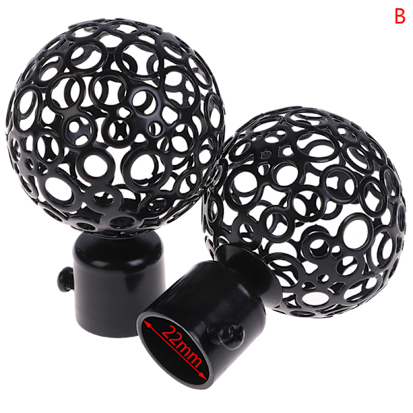 2 stk. 22 mm 28 mm Dia Draperi Gardinstænger Jernender Hætter Knopafslutninger Sort Black 22mm