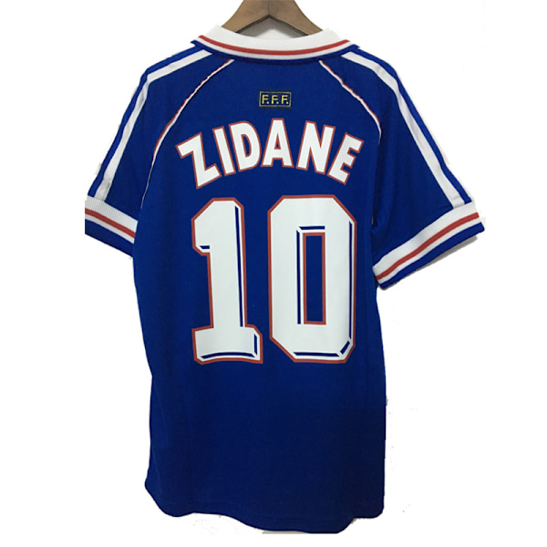 Retro Jersey 1998 Frankrike VM Hjem Kortærmet Fotballtrøye Nr 10 Zidane 1 Fotballtrøye S