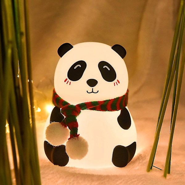 1. Panda julegave til voksne, børn, natlys sød lampe, USB genopladelig, LED silikone