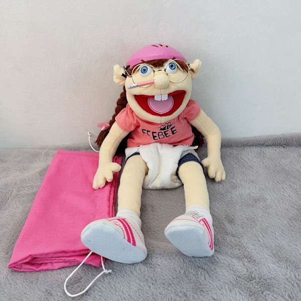 Hånddukker på lager, morsomme plysj leker for gutter, stoffdukker, jeffy fingerdukke Jeff hand puppet