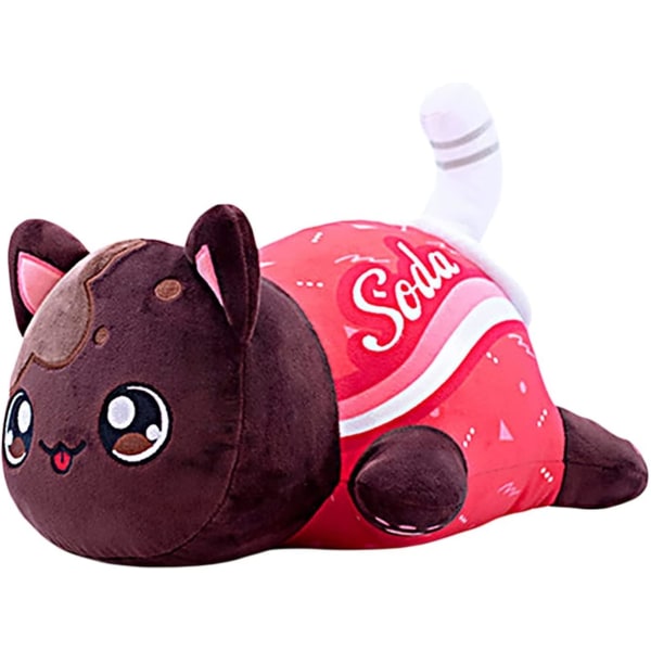 Fyldte kattefigurer Aphmau Meemeows katteplysdyr, kat Meow Meow blød plys munk hamburger katteplysdukke (cola kat, 9,84 tommer) Multi-color