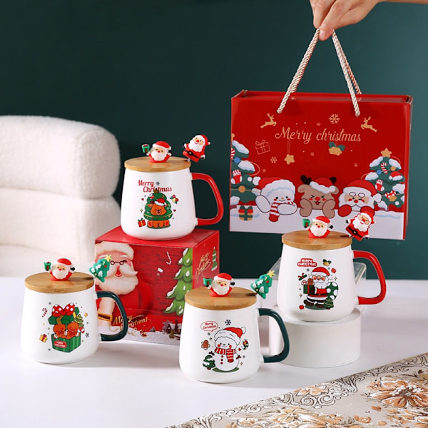 Cute Christmas Gift 400ml Mug with Cover and Spoon