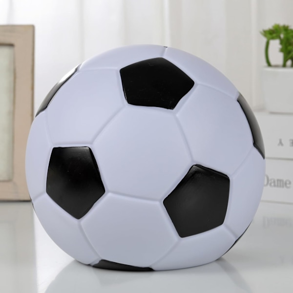 1 stk fotballformet sparegris i plast, uknuselig, sportstema, egnet for barn, gutter og jenter, hjemmeinnredning (liten)