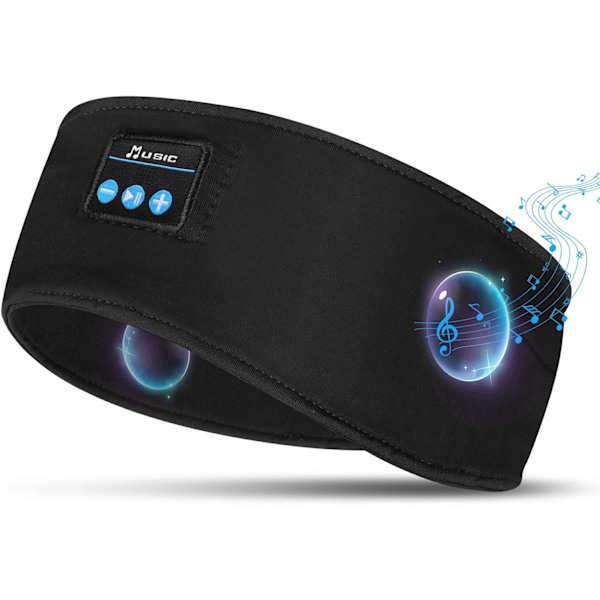 Urheilukuulokkeet pannanalustalla, langattomat Bluetooth-unikuulokkeet ultraohuilla HD-stereokaiuttimilla, sopivat urheiluun/joogaan/kuntoon, musta