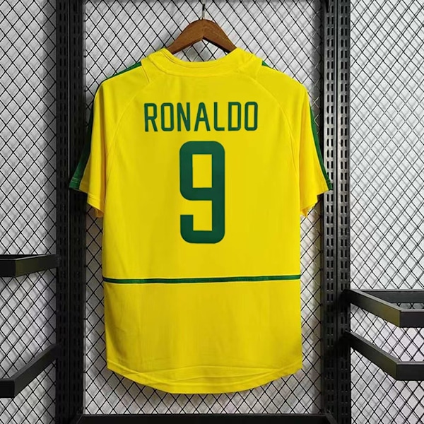 2002 VM Brasilien Hemma Tröja 9 Ronaldo Minnesutgåva för Fans XXL(185-190cm)