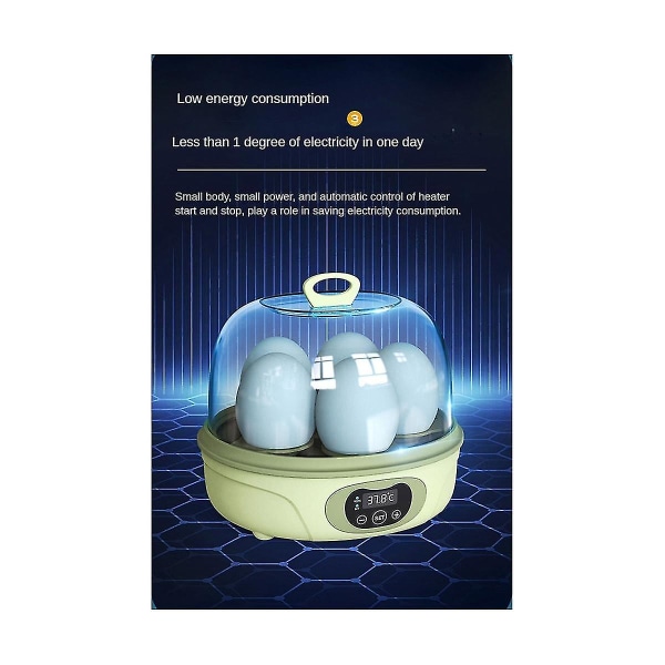 6 Egg Helautomatisk Inkubator Liten Husholdningsinkubator Dueinkubator EU-kontakt