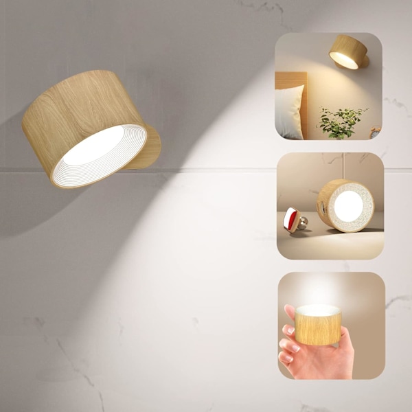 LED-vägglampa, väggmonterad lampa med laddningsbart batteri