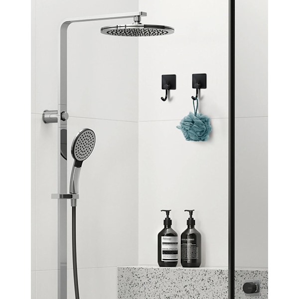 Selvklebende Kroker Kraftige, Veggkroker for Oppheng, Håndklekroker for Jakker/Morgenkåper/Håndklær for Montering på Badet, 6-Pakning, Svart