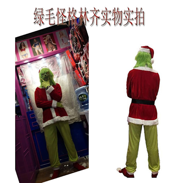 Barn/Voksen Julefest Grinch Cosplay Sæt - Perfekt 120cm