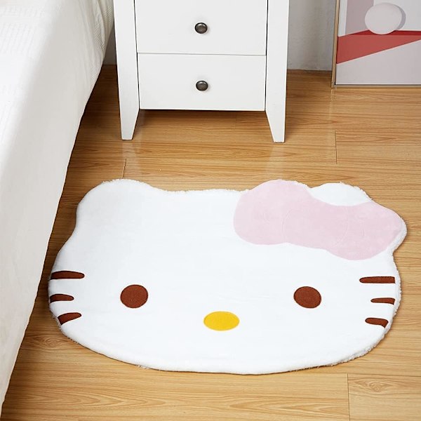 Kittie Matta Cartoon Dørmatte Anime Matta Kawaii Mattor Søde Sittpude Kattepude Piger Dekoration Sittpude Børn Områdemåtter (Rosa+Hvid+Brun)