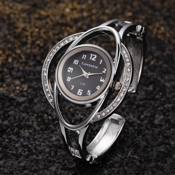Lyxiga damklockor Kristallmode Kvarts Diamantarmband Damarmbandsur Guld Silver Present till flickvän Montre Femme Rose Black
