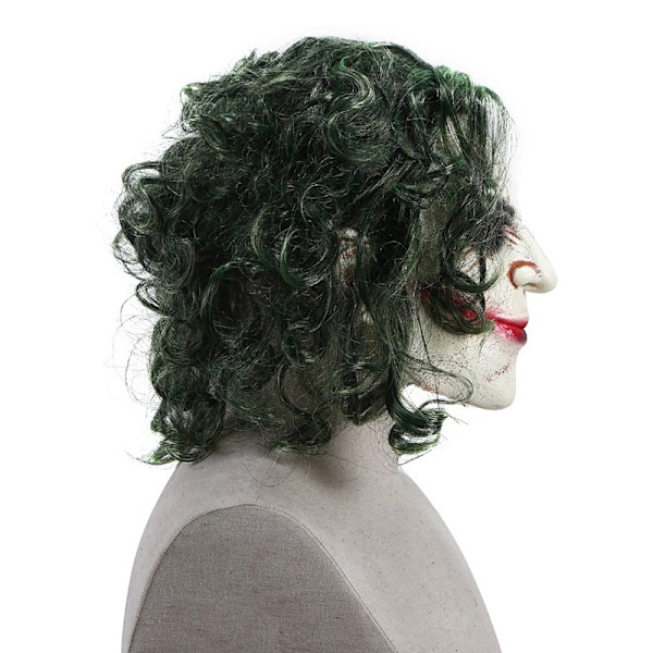 Halloween Joker-maske Cosplay Skrekk Clown-maske med grønt hår