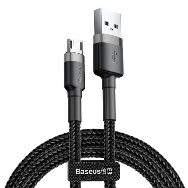 Baseus Flettet USB til Micro USB Kabel 2M - Sort/Grå