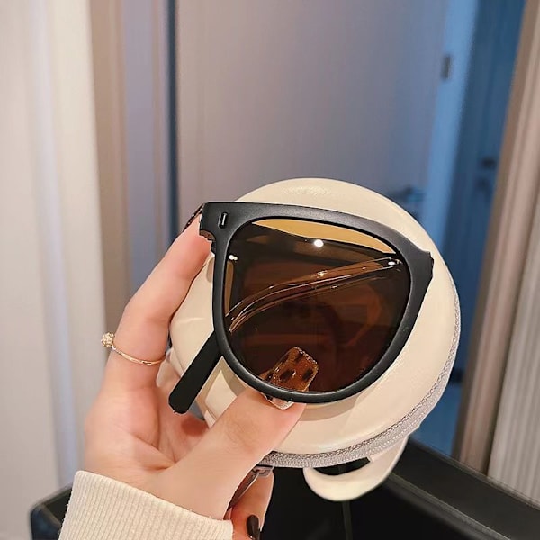 Foldbare solbriller UV400 beskyttelse - Polariserede køre- og udendørs unisex solbriller til mænd/kvinder, antirefleks letvægts klassiske stilarter Agate brown