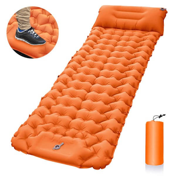 Self-inflating Camping Mat: Lightweight Double Sleeping Pad, Compact and Portable Orange